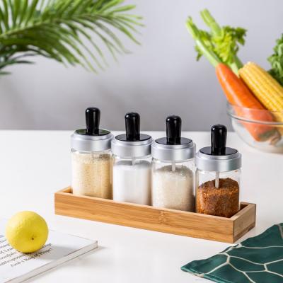 China Viable Lanfengye Kitchen Spice Jar Transparent Wholesale Glass Seasoning Salt Bottle Clear Seasoning Bottle for sale