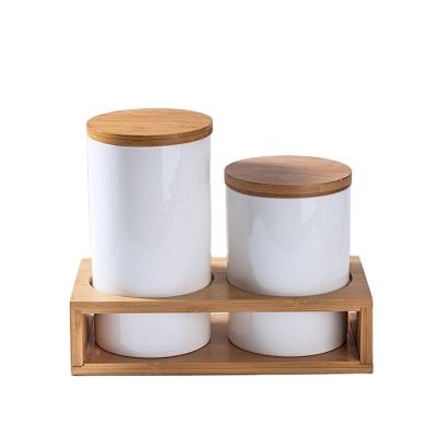 China Lanfengye Sustainable Containers With Airtight Seal Lid Food Bamboo Storage Jar Custom Kitchen Canister for sale