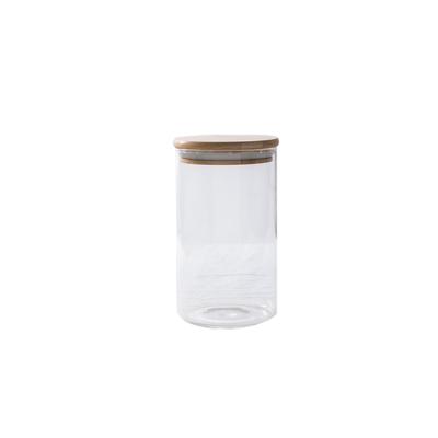 China Lanfengye Wholesale Cheap Viable Glass Kitchen Storage Canisters Airtight Storage Jar With Bamboo Lid for sale