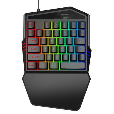 China Portable Plug & Play Handed Keyboard Rainbow Color 35 Keys Mechanical Feel One Handed Keyboard For Gamer Mobile Computer for sale