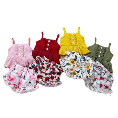 China Summer Newborn Floral Anti-Shrink Boutique Newborn Girls' Boutique Baby Kids Skirt Baby Clothing Sets for sale