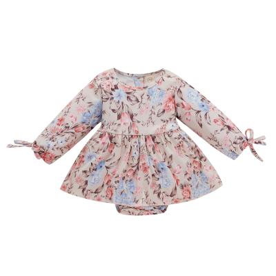 China Anti-wrinkle 1 year old floral baby dresses long sleeve romper baby dresses loose baby clothes for sale