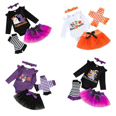 China Children's Breathable Girls Fashion Orange Pumpkin Ballet Skirt Romper Set Children's Halloween Cosplay Costume for sale