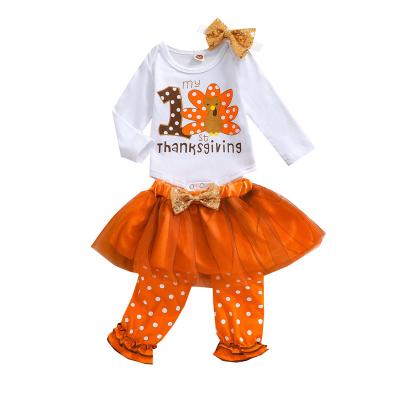 China Breathable Thanksgiving Style 2021 New Baby Clothes Sets Dress Girls Toddler Romper Baby Outfit Children Thanksgiving for sale