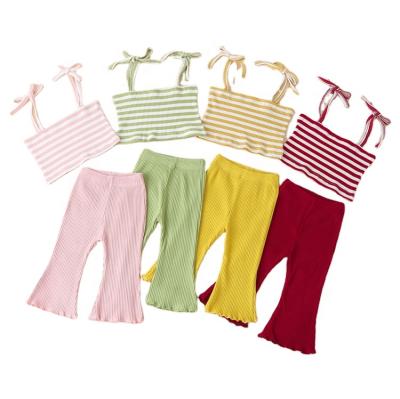 China Breathable Ready To Ship Fashionable Baby Clothing Sets Summer Girl Infant Clothes Ribbed Baby Clothes for sale