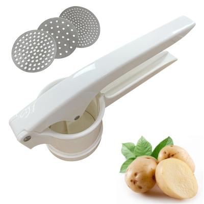 China Viable Vegetable Tools Crusher Kitchen Fruit and Baby Food Fruit Processor Manual Noodle Presses Potato Masher with 3 Stainless Steel Discs for sale