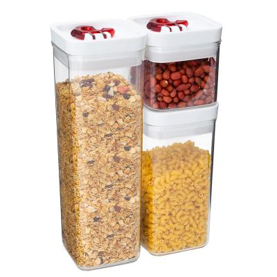 China Amazon Best Selling 3pcs Clear Heatable Plastic Container Set Kitchen Organizer Pantry Organization Storage Airtight Food Containerser for sale