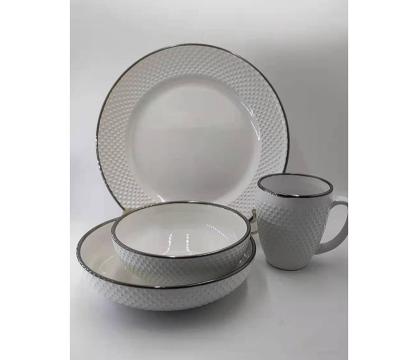 China Sustainable China Stoneware Embossed Dinner Sets Dinnerware With Customized Packing For Wholesale for sale