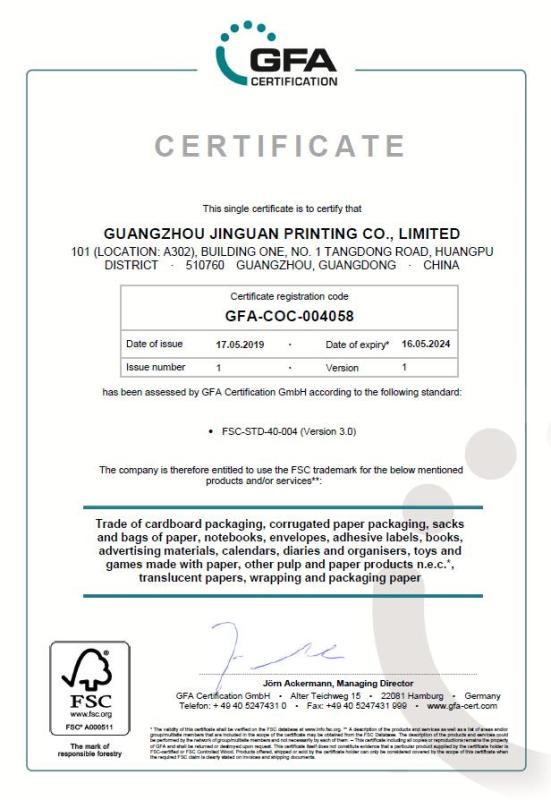 FSC - Guangzhou Jinguan Printing Co., Ltd.