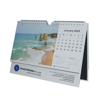 China High Quality Printing Table Calendar 2020-2021Custom Yarn O Cardboard Paper Full Color Binding Desk Calendar for sale