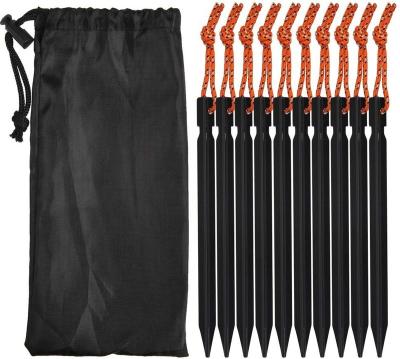 China Lightweight Lightweight Aluminum Tent Peg Stakes 12 Packs With Pouch for sale