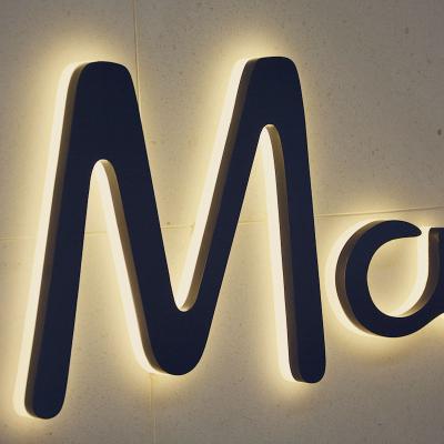 China Indoor and Outdoor Decoration Halo Bed Channel Letter Store Name Exterior Lighted Electrical Business Logo Exterior Swept Back Swept Advertising Sign for sale