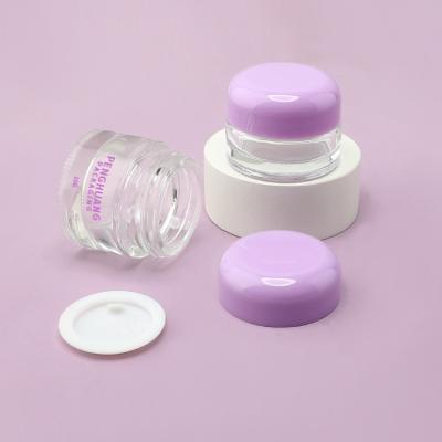 China Luxury Glass Cream Jars Set Transparent Round 5g 10g Empty Lip Treatment Balm Glass Jar for sale