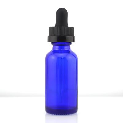 China Blue Glass 1 Oz Boston Round Bottles 30ml For Skin Care Products for sale