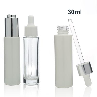 China 30ml Clear Slim Straight Glass Serum Dropper Bottle For Skin Care Essential Oils Sealed Bottles for sale