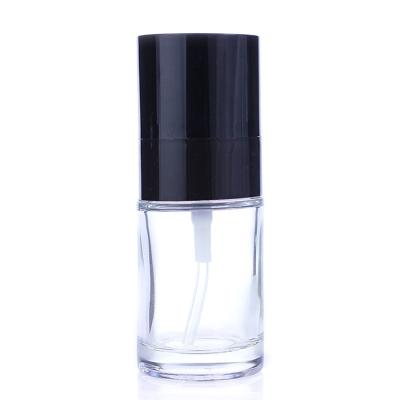 China Empty 30ml Cosmetic Container Makeup Liquid Foundation Glass Bottle With Black Pump F037 for sale