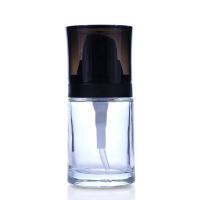 China 1oz Frosted Glass Foundation Bottle With Pump Straight Round Shape for sale