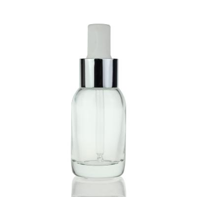 China Empty Clear Serum Dropper Bottles Round 50ml Frosted Glass Serum Bottle for sale