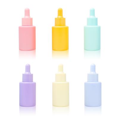 China Serum Matte Glass Dropper Bottle 30ml Frosted Cosmetic Essential Oil Bottle 1oz for sale