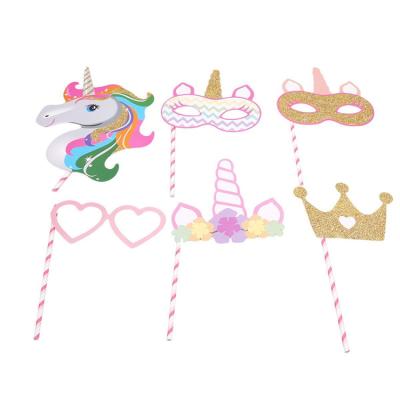 China Eco-Friendly Photo Booth Props Party Decoration Favors Birthday Party 12pcs Unicorn Photo Booth Props For Baby Shower for sale