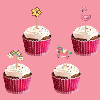 China Cupcake Bun Fruit Cupcake Paper Toppers Cartoon Happy Birthday Party Decoration Cupcakes Party Decoration Wholesale Custom for sale