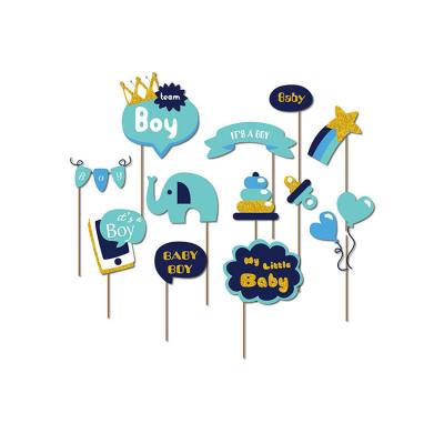 China Eco-friendly Photo Booth Props Baby Shower Decoration Party Supplies Blue Photo Booth Props Newborn Boy Photobooth Props for sale