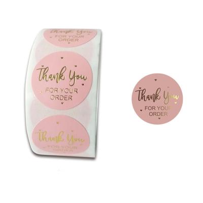 China Custom Round Decorative Sticker Print Die Cut Paper Roll Packaging Label Sticker Thank You Sticker Roll for sale