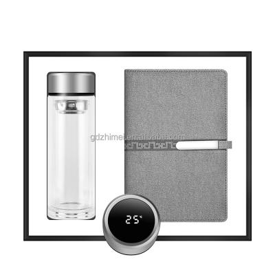 China Agriculture Quality Lifestyle Item Crystal Glass Bottle Notebook Office Business Gift Set With Diary for sale