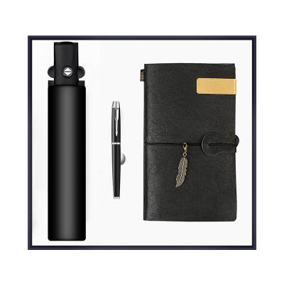 China Agriculture Gift Umbrella Metal Pen A6 Business Notebook 3 in 1 Business Gift Set Packaging Pen for Men for sale