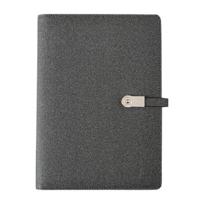 China Promotional 8000mAh hardcover book fancy with light indicator A5 PU leather smart notebook with powerbank for sale