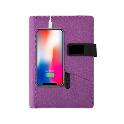 China Agriculture 8 Colors 8000mAh With Indicator Light Cable Charging PU Leather Notebook A5 Charging Station for sale