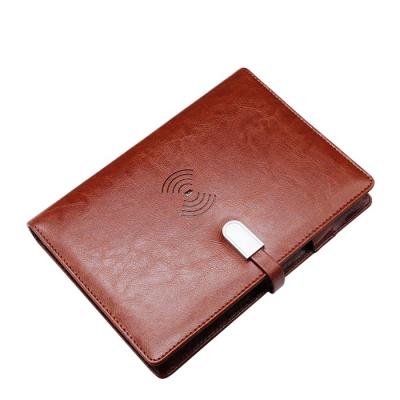 China Agriculture Gift Custom A5 Size Shiny Leather PU Wireless Charging 8000mAh Notebook with Powerbank and USB for sale