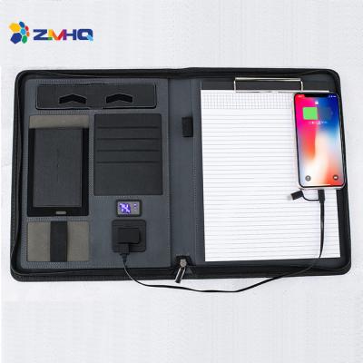 China wireless & Cable Sublimation Survival Nature Marketplace Business Organizer Folder Wireless PU Zipper Filler Leather Folder for sale