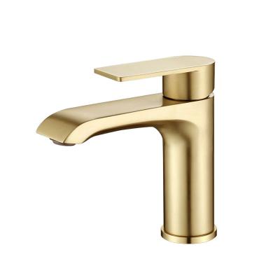 China Faucets Luxury Bathroom Faucet Metered Single Handle Brushed Gold Nickel Stainless Steel 304 Faucet for sale