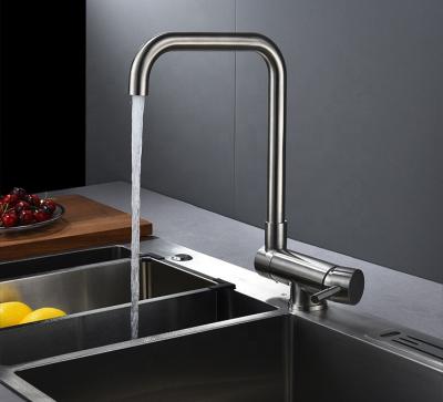 China Pull Out Spray Deck Mounted 304 Stainless Steel Cheap Single Handle Folding Sink Faucet Kitchen for sale