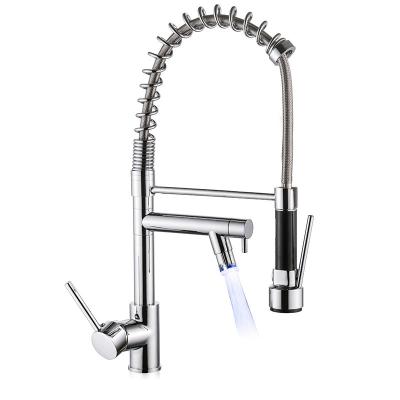 China Pull Out Luxury 2022 Jet Sink Faucet LED Kitchen Mixer Tap Pull Out Sprayer Flexible Pull-Down Faucet Main Faucet for sale