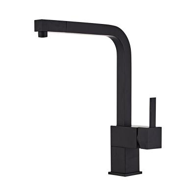 China Pull Out Modern Spray Single Handle Hot And Cold Water Deck Mounted Pull Down Kitchen Faucet In Matte Black Brass for sale