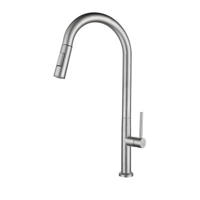 China Pull Out Spray 2022 New Design Hot And Cold Water Brushed 304 Stainless Steel Nickel Kitchen Sink Faucet With Pull Out Sprayer for sale