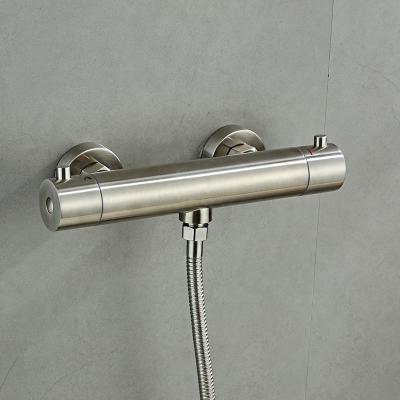 China With Slide Bar Hotel Bathroom Thermostatic 304 Bathtub Faucet With Hand Shower Stainless Steel Hose Adjustable Round Slide Bar for sale