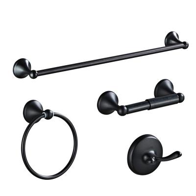 China Viable European Design Stainless Steel Hotel Washroom Towel Rack Chrome Black Bathroom Accessories Set for sale