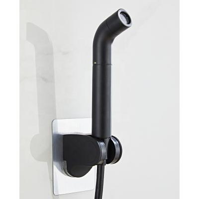 China 2021 New Design Wall Mounted Brass Matte Contemporary Black Handheld Toilet Bidet Sprayer Set Kits for sale