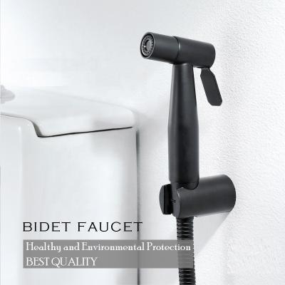 China Contemporary hot selling portable 304 stainless steel muslin shower shattaf set matte black faucet bidet health for sale