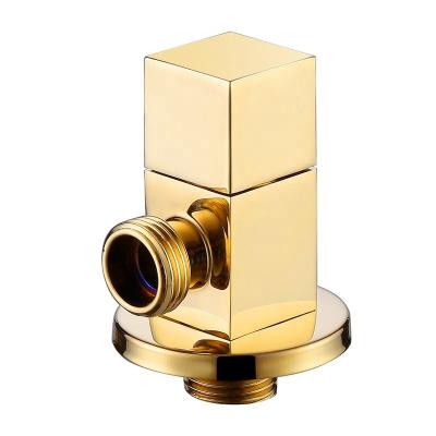 China Gold 1/2 Inch Luxury Home Kitchen Shape Brass Quality Square Water Stop Angle Valve for sale