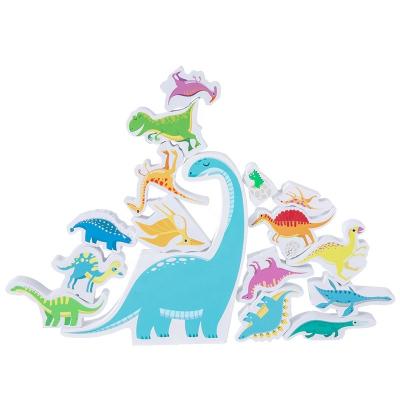 China Eco-friendly Material Stacking Wooden Building Block Toy Cartoon Animal Dinosaur Colorful Balance Blocks Balance Games Montessori Wooden Toys for sale