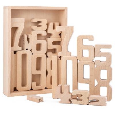 China DIY TOY Number Building Blocks Wooden Montessori Educational Natural Wooden Toys Baby Balance Block Digital Math Toys For Children for sale