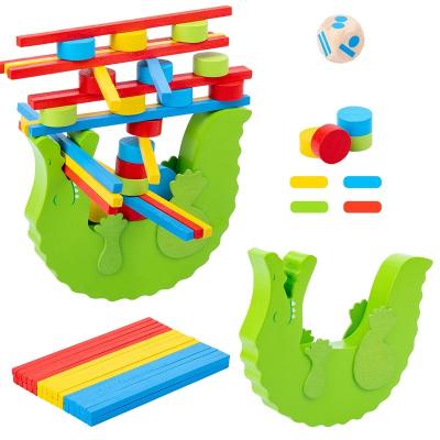 China Wooden Building Block Toy Crocodile Educational Stacking High Board Games DIY TOY Children Montessori Wooden Animal Balance Blocks for sale