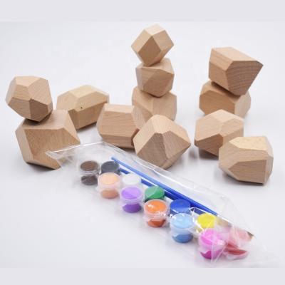 China DIY TOY Wooden Montessori Educational Toys Stones Stacking Balancing Wood Toy For Kids Gift Rainbow Play Building Block Sets for sale