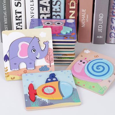 China Cartoon Toy Wooden 3D Jigsaw Puzzle Animal Traffic Jigsaw Puzzle For 3-5 Years Old Children for sale