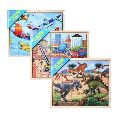 China Cartoon Toy Wooden Kids Transport Dinosaur Wooden Box Puzzle Animal Early Education Toys for sale