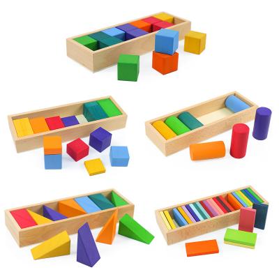 China Game wholesale a number of first baby wooden shape blocks children's cognitive rainbow creative education stacking toys for sale